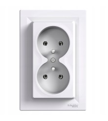 Gniazdo 2x2P+PE, białe