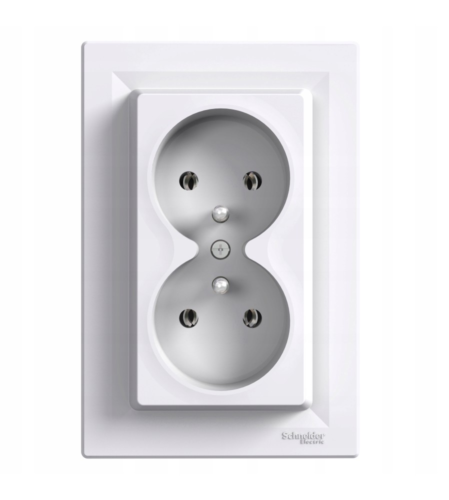 Gniazdo 2x2P+PE, białe