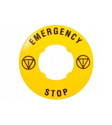 Plastikowy dysk do przycisków grzybkowych, zewnętrzne fi 60mm, EMERGENCY/STOP