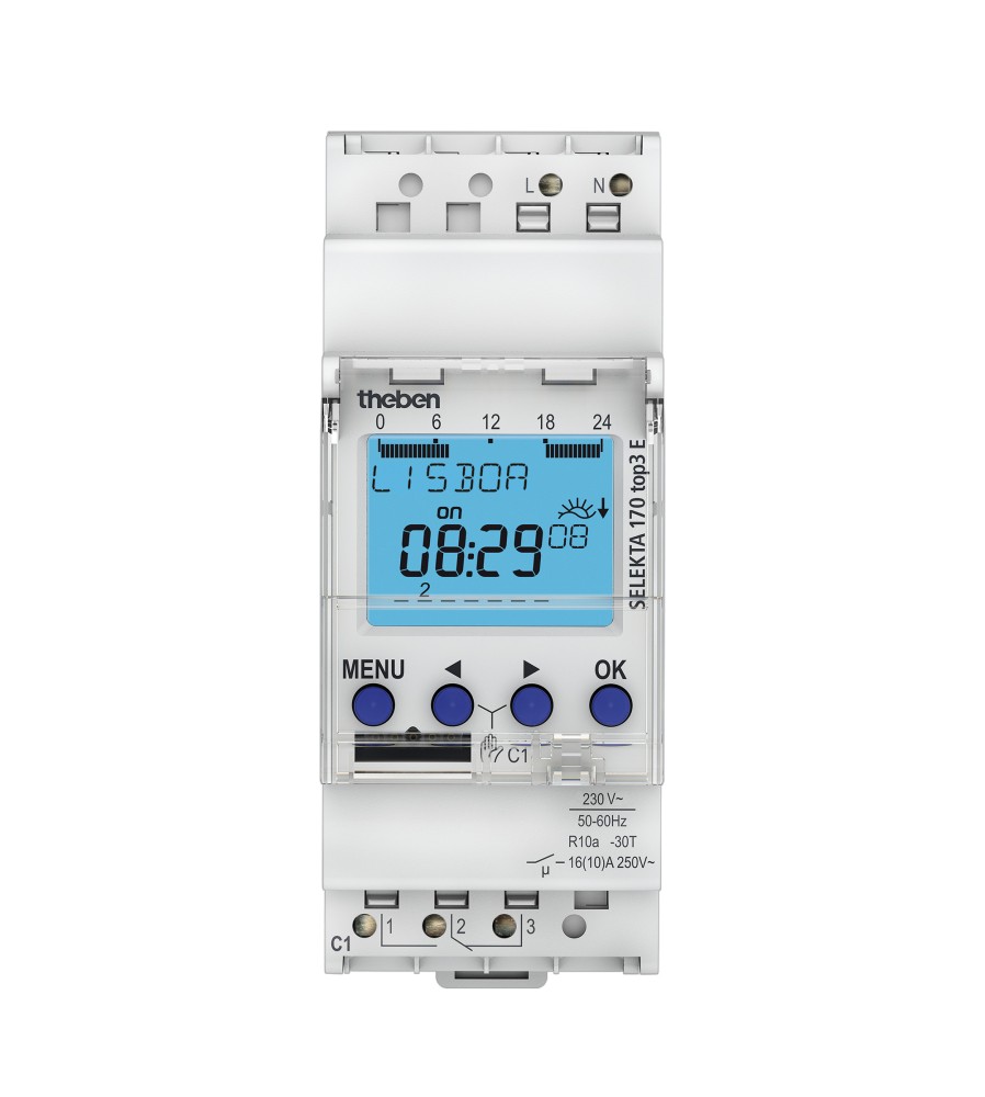 SELEKTA 170 top3 E Cyfrowy zegar astronomiczny na szynę DIN Theben