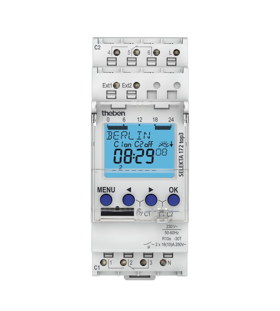 SELEKTA 172 top3 Cyfrowy zegar astronomiczny na szynę DIN Theben