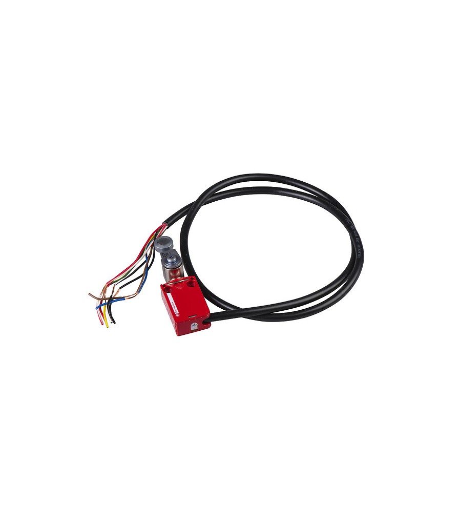 Łącznik krańcowy bezpieczeństwa miniaturowy, dźwignia stalowa, rolka stalowa, snap action, 2NC+1NO, przewód 5m, IP66, IK06