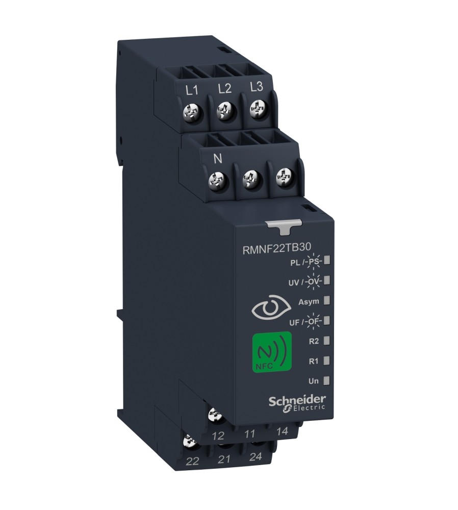 NFC, 3-fazowy przekaźnik nadzorczy, 8 A, 2CO, wielofunkcyjny, 208… 480 V AC