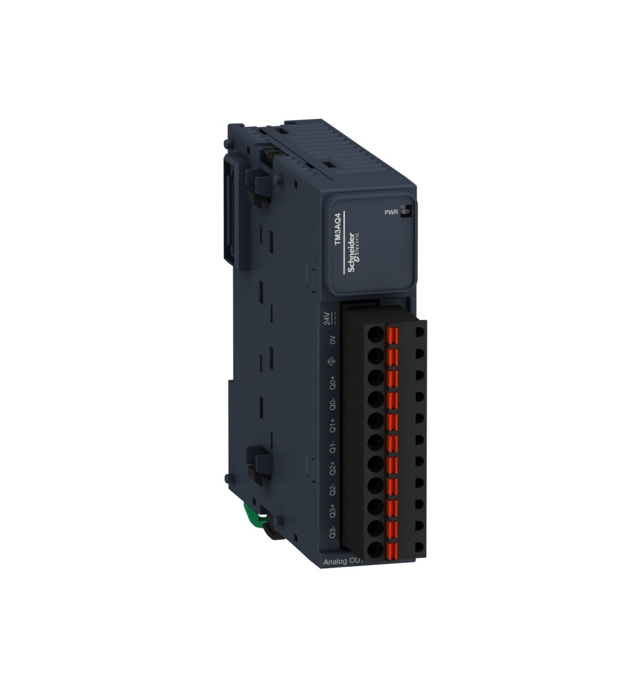 Modicon TM3, moduł wyjść analogowych, 4 wyjścia prąd/napięcie, zaciski sprężynowe