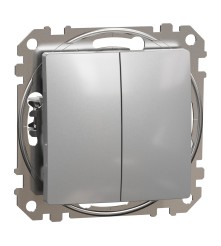 Sedna Design & Elements, przycisk podwójny, srebrne aluminium