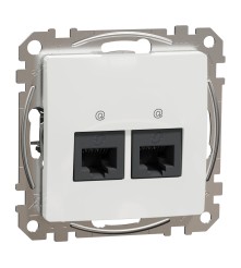 Sedna Design & Elements, gniazdo komputerowe 2xRJ45 kat.5e UTP, białe